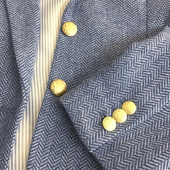 J Crew Factory Blazer Blue Herringbone Wool - Picture 10 of 13